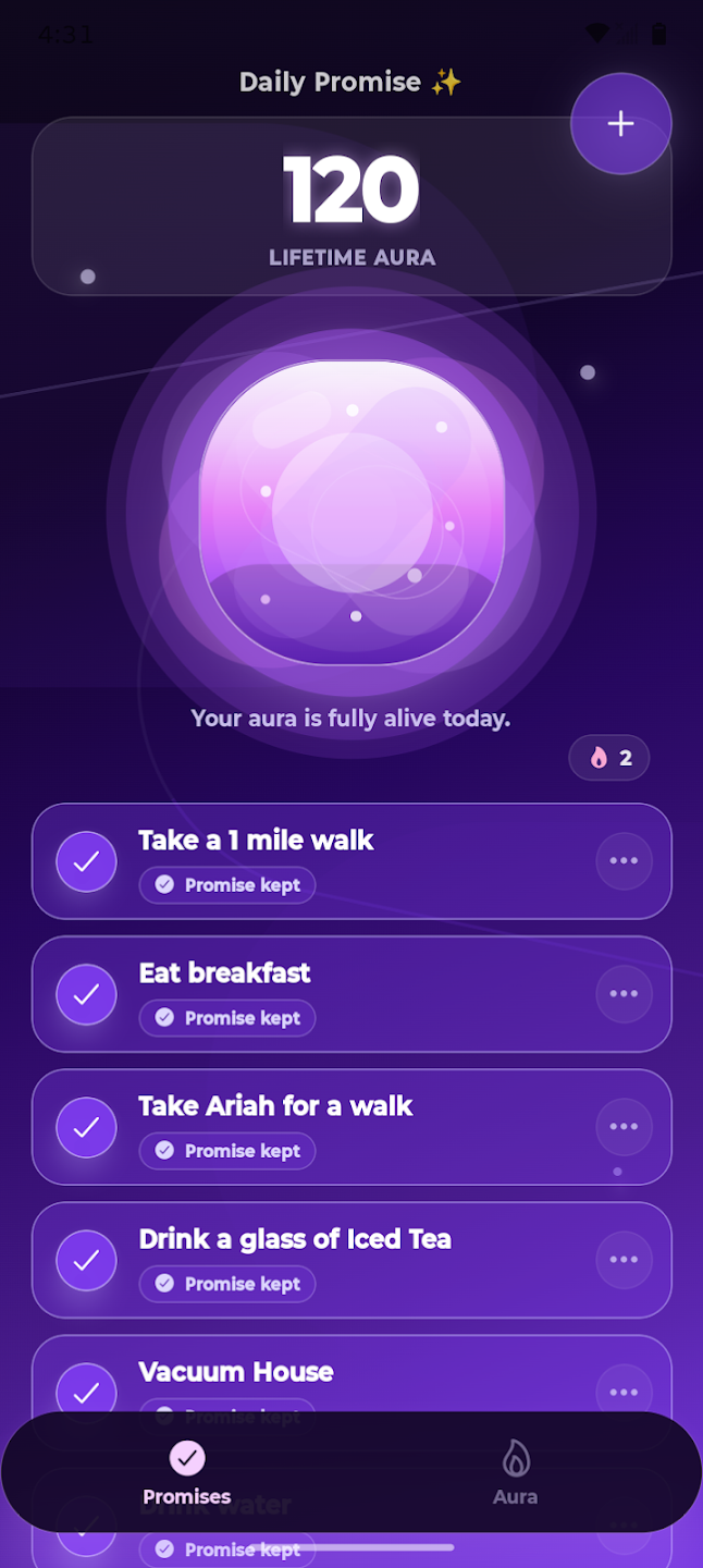 Daily Promise promise list screen